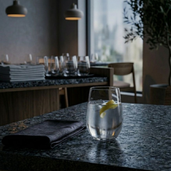 glass filled with water and lemon