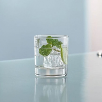 glass with mint and lime with ice