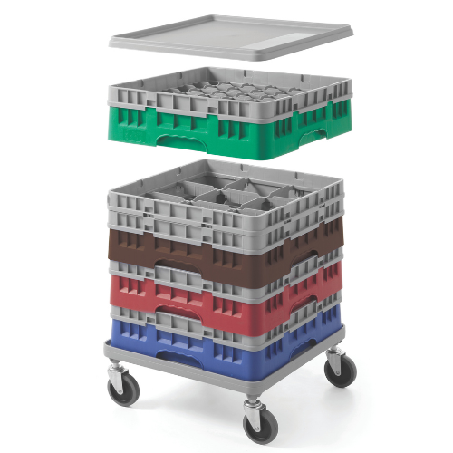 Trays stacked in smart rack